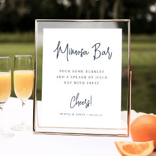 Affiche Navy   Modern Handwritten Script Mimosa Bar Sign