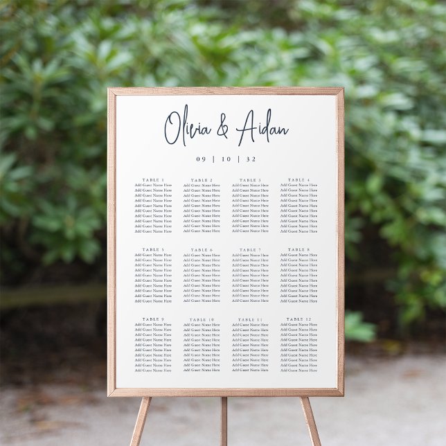 Affiche Navy | Modern Handwritten Wedding Seating Chart (Créateur téléchargé)