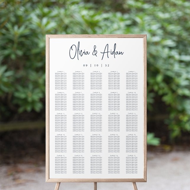 Affiche Navy | Modern Handwritten XL Wedding Seating Chart (Créateur téléchargé)