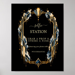 Affiche Navy Or Noir Gatsby Casino Mariage Hashtag