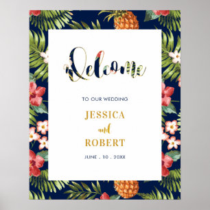 Affiche Navy & Or   Panneau de Bienvenue pour un Mariage T