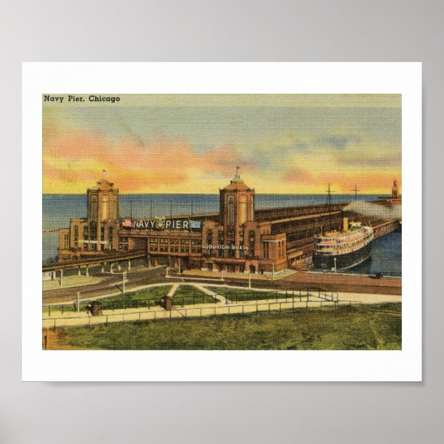 Affiche Navy Pier, Chicago, Illinois Vintage (Devant)