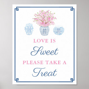 Affiche Navy Pink Love Is Sweet Take A Treat Bridal Shower