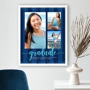 Affiche Navy Rayures Grad 3 Photo Turquoise Paillettes Scr