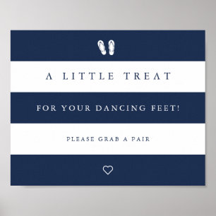 Affiche Navy & White Stripe Wedding Flip Flop Sign