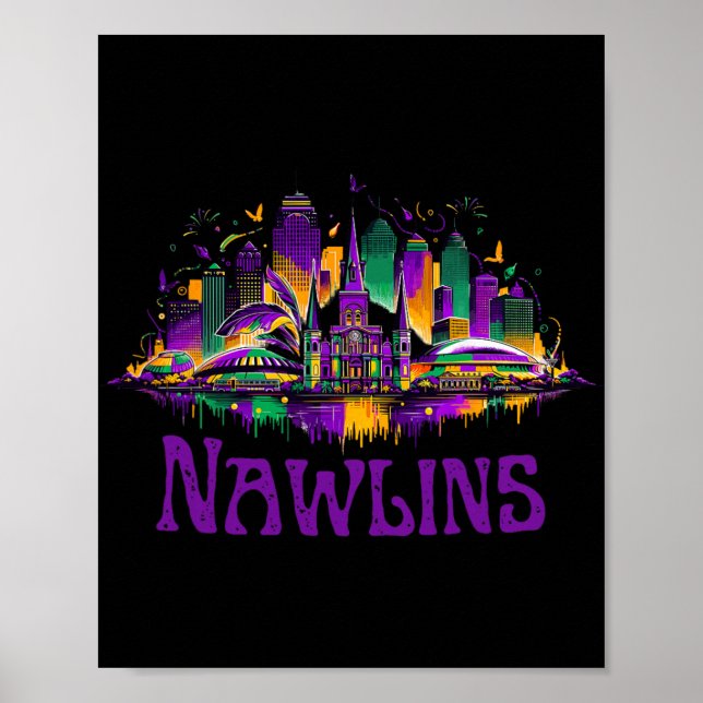 Affiche Nawlins New Orleans Cityscape Mardi-gras Souvenir  (Devant)