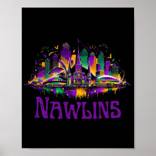 Affiche Nawlins Nouvelle-Orléans Paysage Urbain Mardi-gras