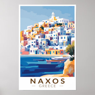 Affiche Naxos Grèce Illustration Art de Voyage Vintage