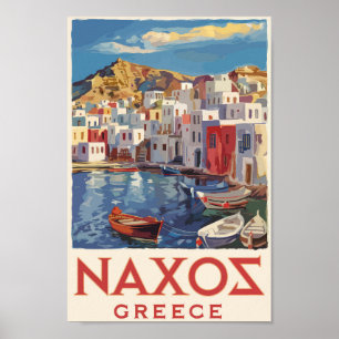 Affiche Naxos Grèce Peinture Voyage Art Vintage