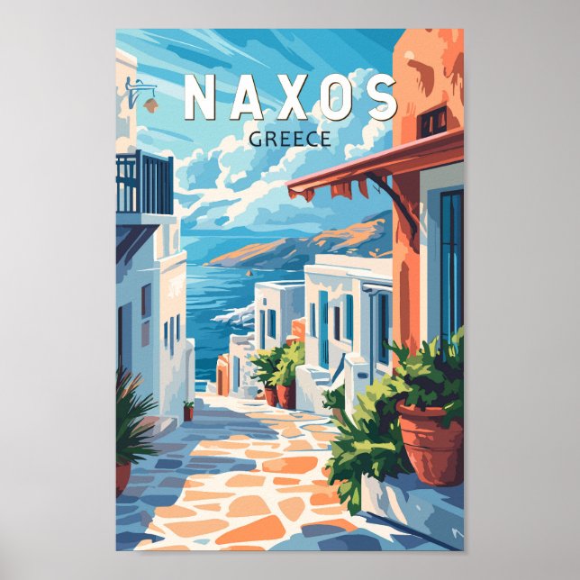 Affiche Naxos Grèce Travel Art Vintage (Devant)
