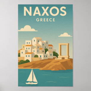 Affiche Naxos Grèce Vibrant minimaliste