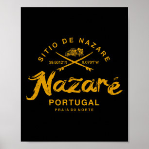 Affiche Nazare Portugal Surf Vintage Rétro