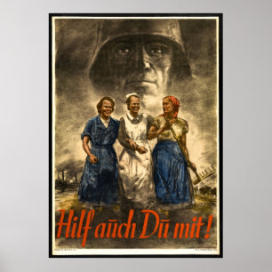 AFFICHE NAZIE DE PROPAGANDE DE GUERRE