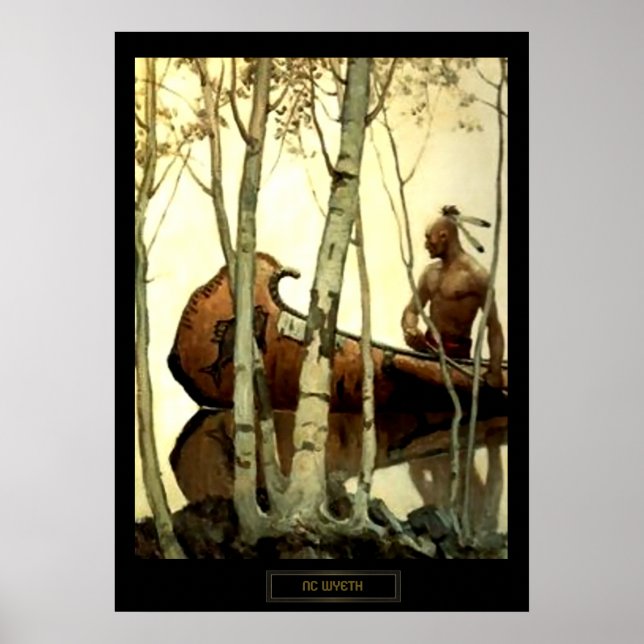Affiche NC Wyeth Peinture historique canot indien #2 (Devant)