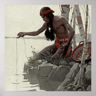 Affiche NC Wyeth Peinture occidentale "Pêche"