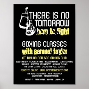 Affiche Né À Combattre, Club De Boxe, Boxe Trainer Advert