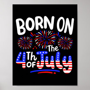 Affiche Né À La Fête D'Anniversaire 4 juillet Hommes Usa F