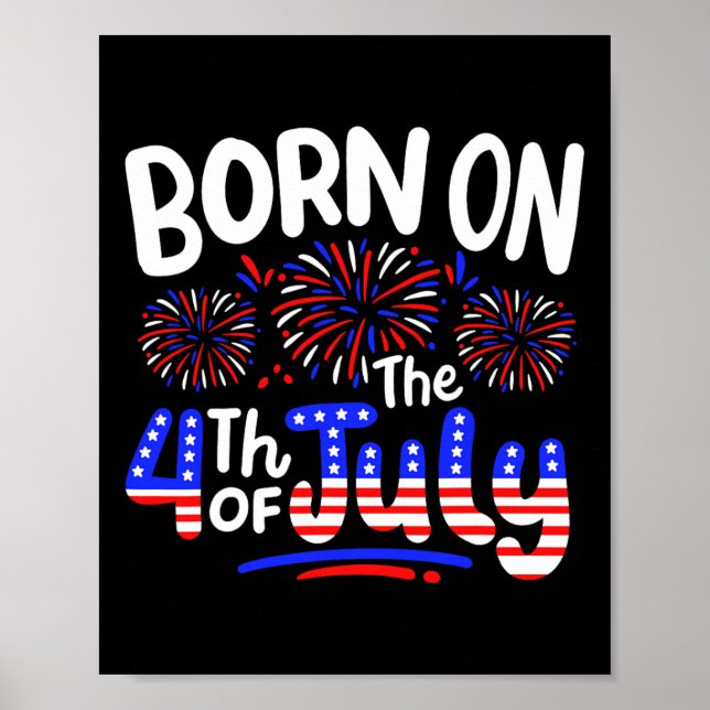 Affiche Né À La Fête D'Anniversaire 4 juillet Hommes Usa F (Devant)