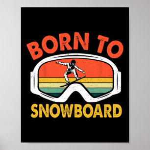 Affiche Né À Snowboard Retro Snowboard Sport