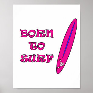 Affiche Né à Surf Mooja Surfboard Blanc