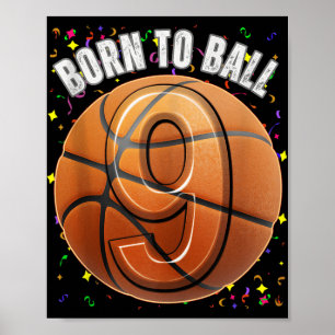 Affiche Né Au Basket 9e Anniversaire Neuf Filles Garçon En