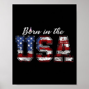 Affiche Né Aux Etats-Unis, 4 juillet Drapeau Shirt Us Anni