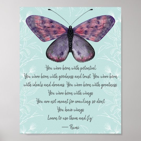 Affiche Ne Avec Ailes Rumi Citation Papillon Zazzle Fr