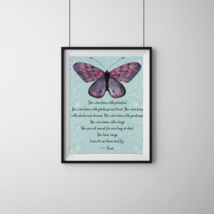 Affiche Né Avec Ailes Rumi Citation Papillon