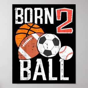 Affiche Né Baseball Football 2e Anniversaire Tout-Petit Ga