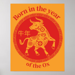Affiche Né dans l'année de l'Ox - Zodiac chinois