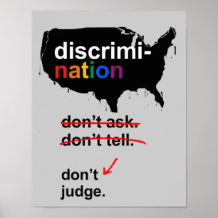 Affiche Ne demandez pas. Ne le dites pas. Ne jugez pas