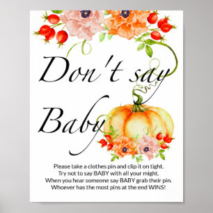 Affiche Ne dis pas petit baby shower Citrouille bébé