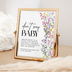 Affiche Ne dites pas Baby Boho Fleur sauvage Baby shower f