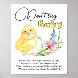 Affiche Ne dites pas Baby petit baby shower de poussin jeu