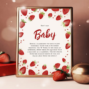 Affiche Ne dites pas Baby Strawberry Baby shower Signal