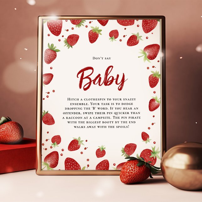 Affiche Ne dites pas Baby Strawberry Baby shower Signal (Créateur téléchargé)