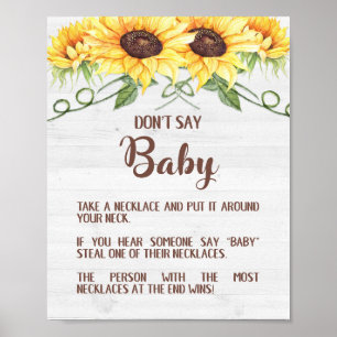 Affiche NE DITES PAS BÉBÉ JEU Douche Tournesol JEU SIGNALÉ