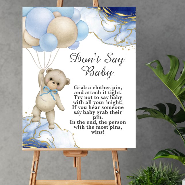 Affiche Ne dites pas bébé jeu on peut attendre bleu ballon (Créateur téléchargé)