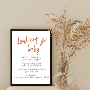 Affiche Ne dites pas bébé signe boho coeur mignon terre cu