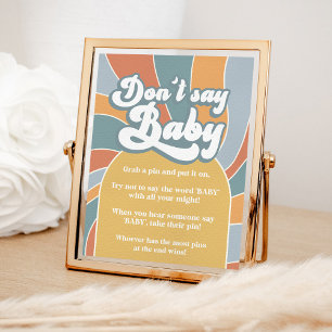 Affiche Ne dites pas bébé Signe de douche rétro ensoleillé