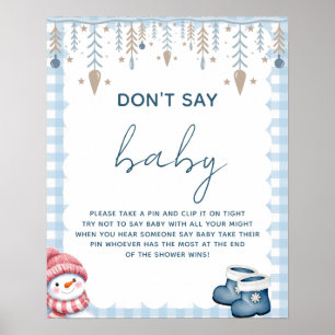 Affiche Ne dites pas bébé Signe de jeu pour Baby Shower d'