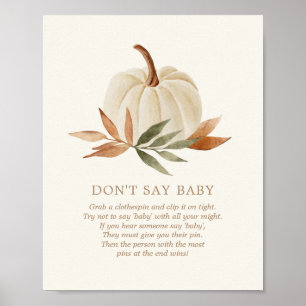 Affiche Ne dites pas bébé Signer petit Baby shower Citroui