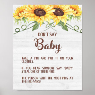 Affiche NE DITES PAS BÉBÉ Tournesol JEU Douche SIGNE PIN