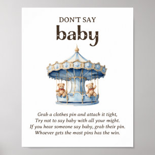 Affiche Ne dites pas Jeune Ours en Peluche Garçon Baby Sho