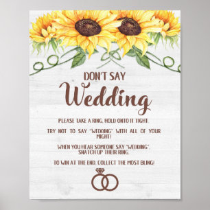 Affiche NE DITES PAS LA Fête des mariées MARIAGE Sunflower