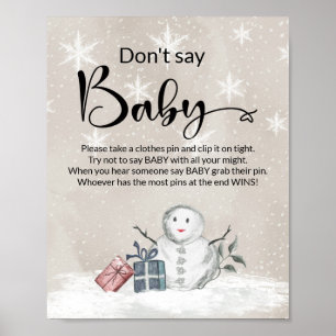Affiche Ne dites pas l'affiche du baby shower d'hiver pour
