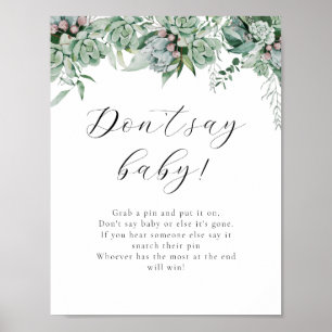 Affiche Ne dites pas le signe du jeu de bébé