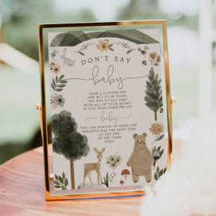 Affiche Ne dites pas Signe Bébé Bohème Baby Shower Woodlan