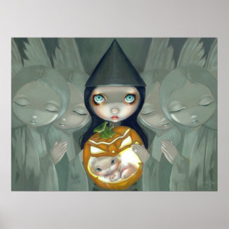 Affiche Né d'un Citrouille ART IMPRIMER sorcière halloween