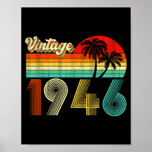 Affiche Né en 1946 Vintage 80 ans Drôle Anniversaire 80 an